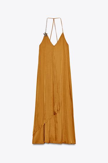 SATIN MIDI DRESS WITH DETAIL - Oranges by Zara - Image 4