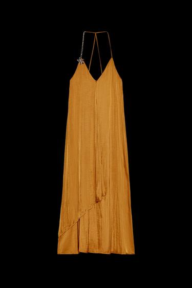 VESTIDO MIDI SATINADO FORNITURA - Naranjas de Zara - Imagen 0