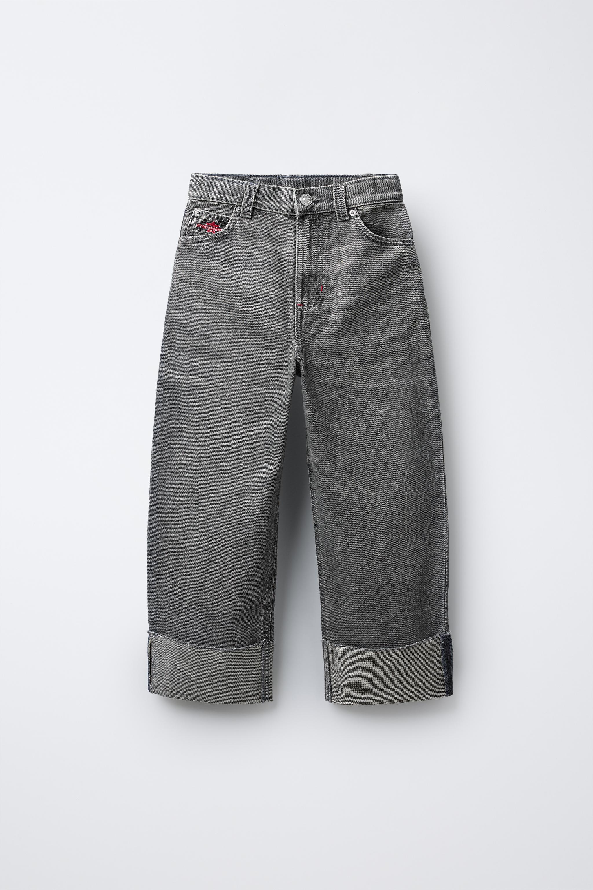 EMBROIDERED WIDE LEG JEANS