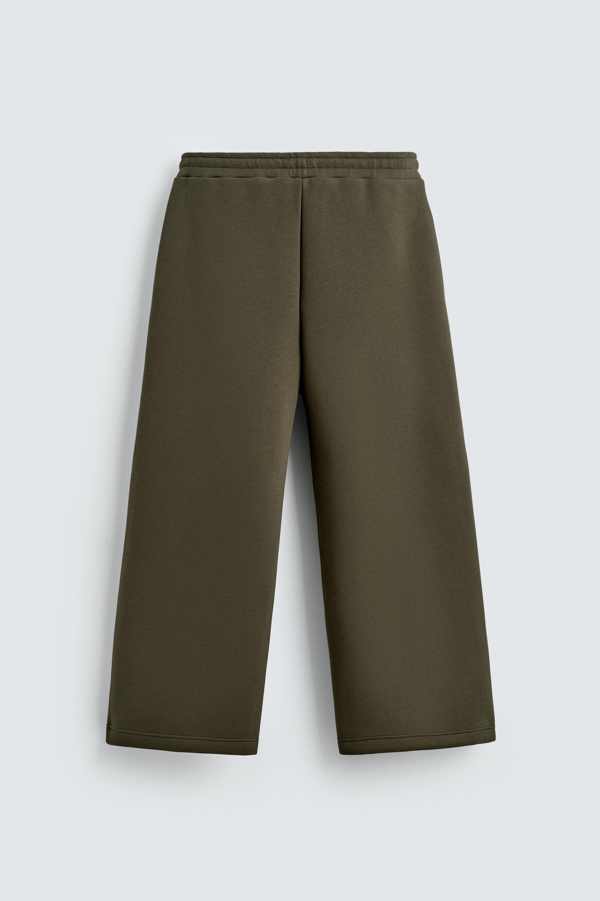 WIDE FIT NEOPRENE EFFECT PANTS WITH STUDS - Olive green