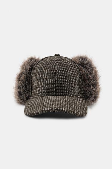 CASQUETTE À CARREAUX AVEC LAINE ET CACHE-OREILLES - Marron de Zara - Image 6
