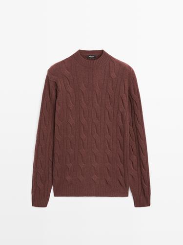 Zara Cable-knit wool blend sweater - vanilla-black