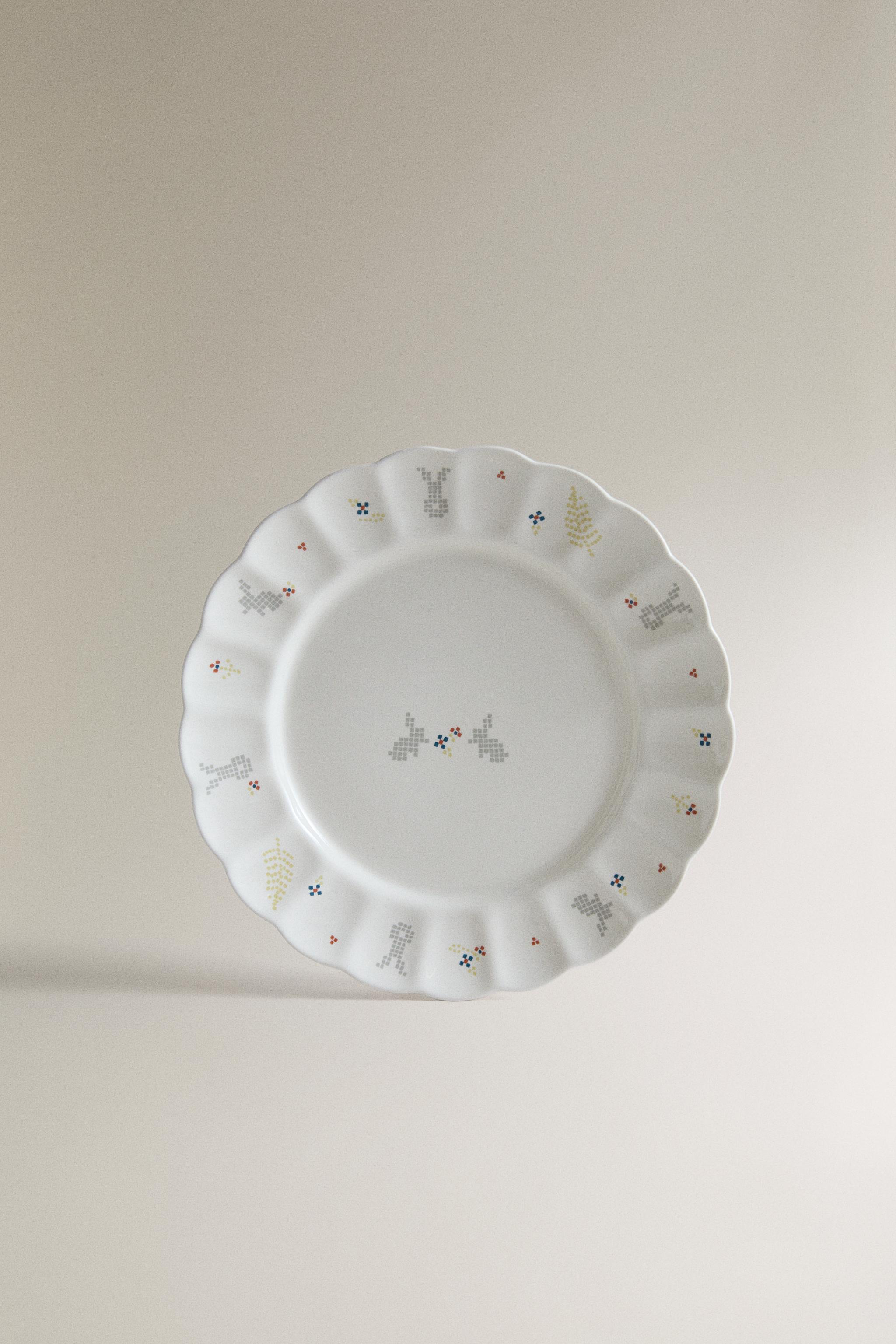 KIDS' BUNNY PORCELAIN PLATE — Multicolored