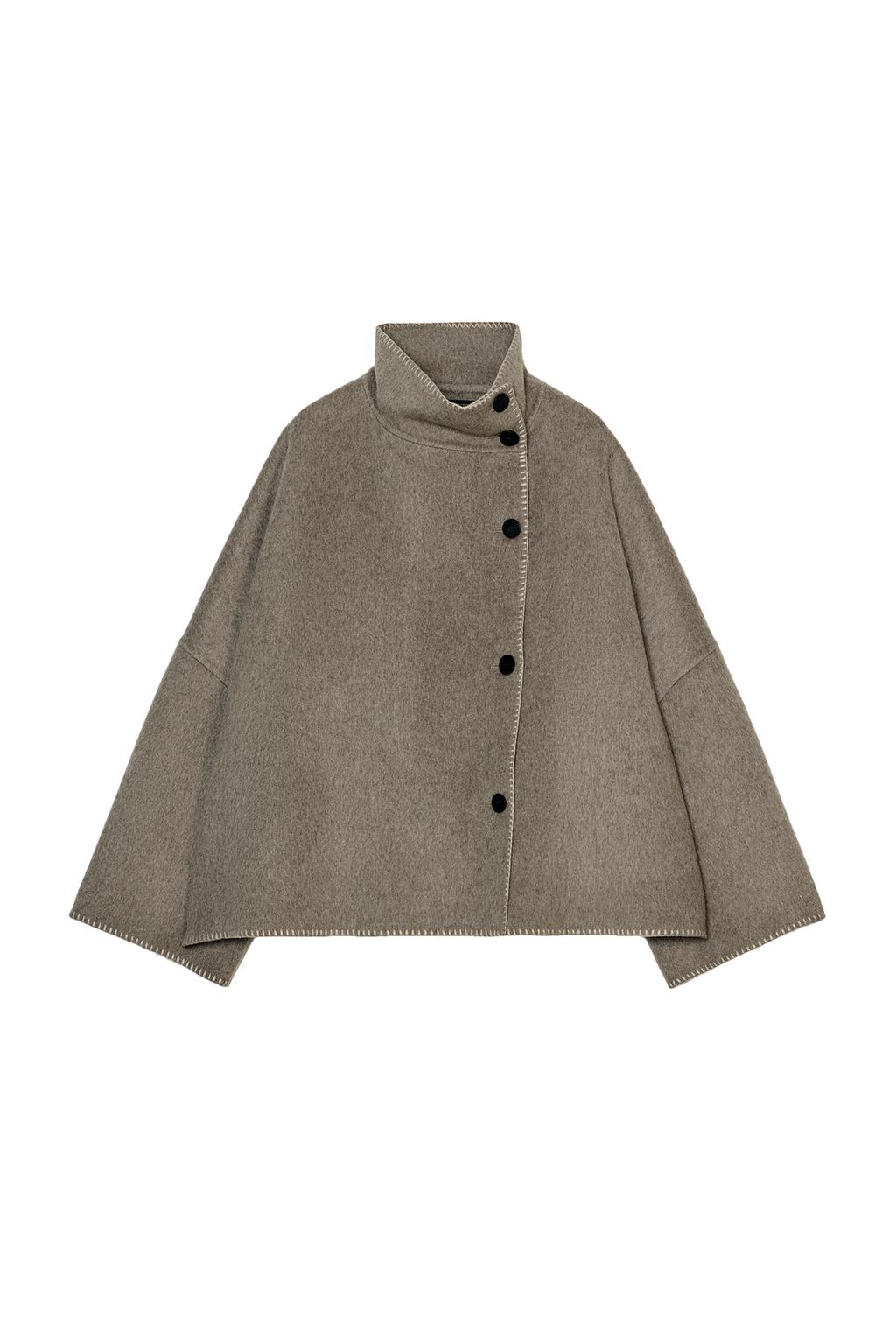 WOOL BLEND TOPSTITCHED JACKET ZW COLLECTION - image 3