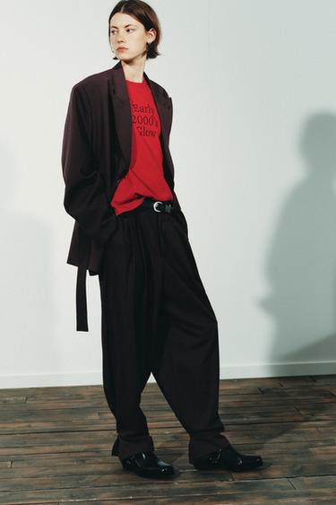 Zara BELTED BLAZER - Dark burgundy