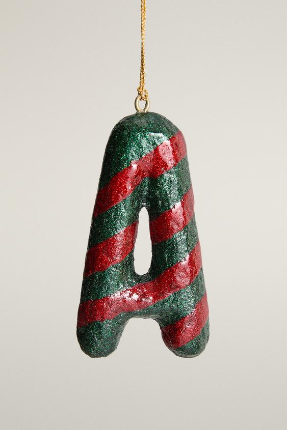CHRISTMAS STRIPED LETTER A TREE ORNAMENT - BLUE UTOPIA by Zara - Image 0