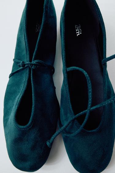 Zara BOW BALLET FLATS - Green