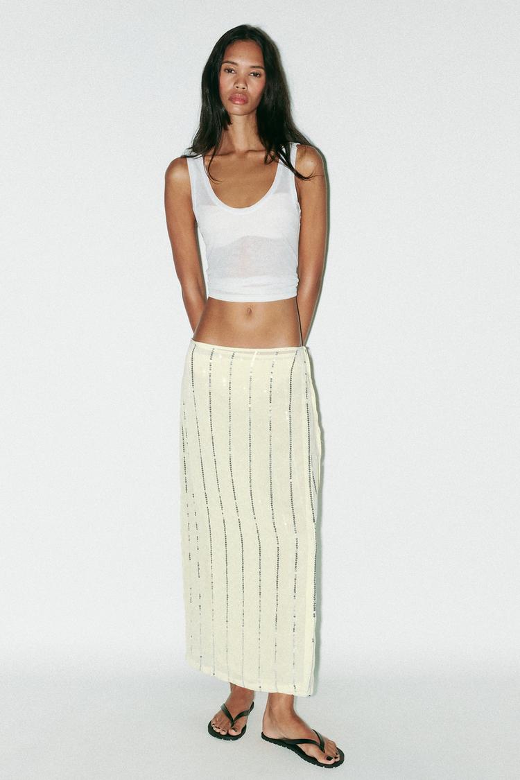 Falda Larga Falda Lentejuelas Zara Limited Edition Combinar Falda