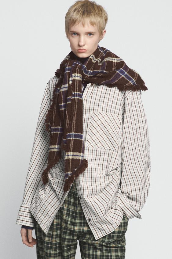 CAMISA OVERSIZE CUADROS - Multicolor de Zara - Imagen 0