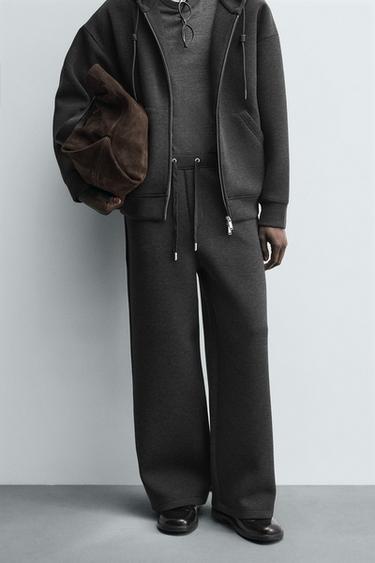 NEOPRENE-EFFECT WIDE-LEG TROUSERS - Dark grey by Zara