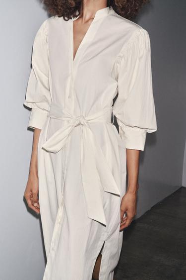 ZW COLLECTION PUFF SLEEVE SHIRT DRESS - Ecru by Zara - Image 1