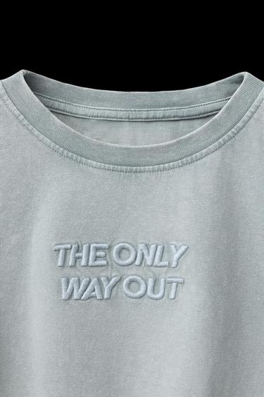 AGES 6-14 / WASHED EFFECT PYJAMAS WITH EMBROIDERED TEXT - Grey by Zara