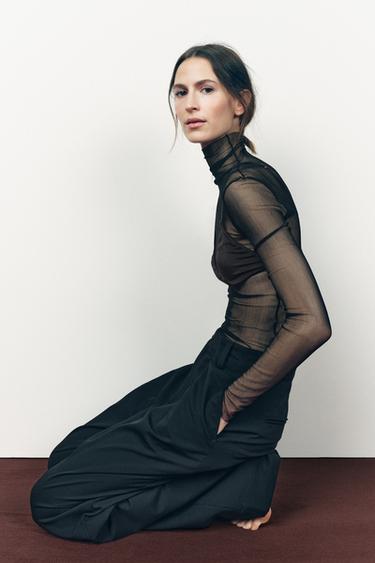 LIMITED EDITION 100% SILK T-SHIRT - Black by Zara - Image 1