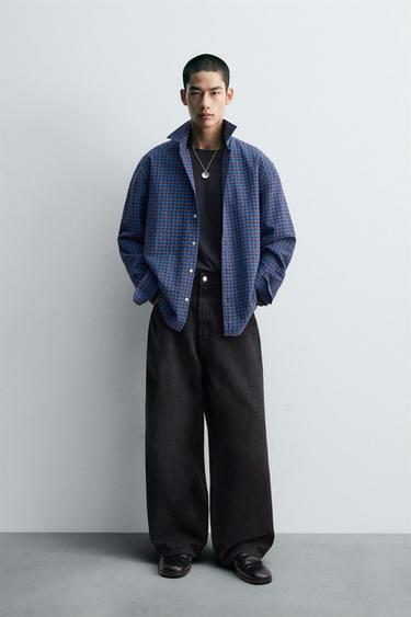 CHECK RELAXED FIT SHIRT - Bluish by Zara