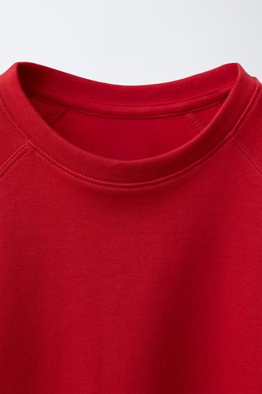 T-SHIRT MANCHES RAGLAN BASIQUE - Rouge de Zara - Image 2