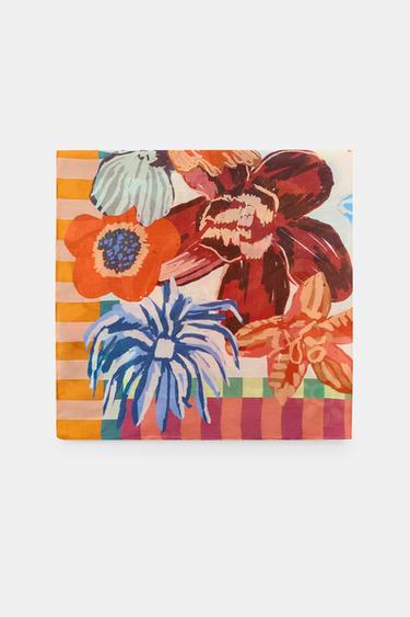MODAL SILK FLORAL PRINT SCARF - Multicoloured by Zara