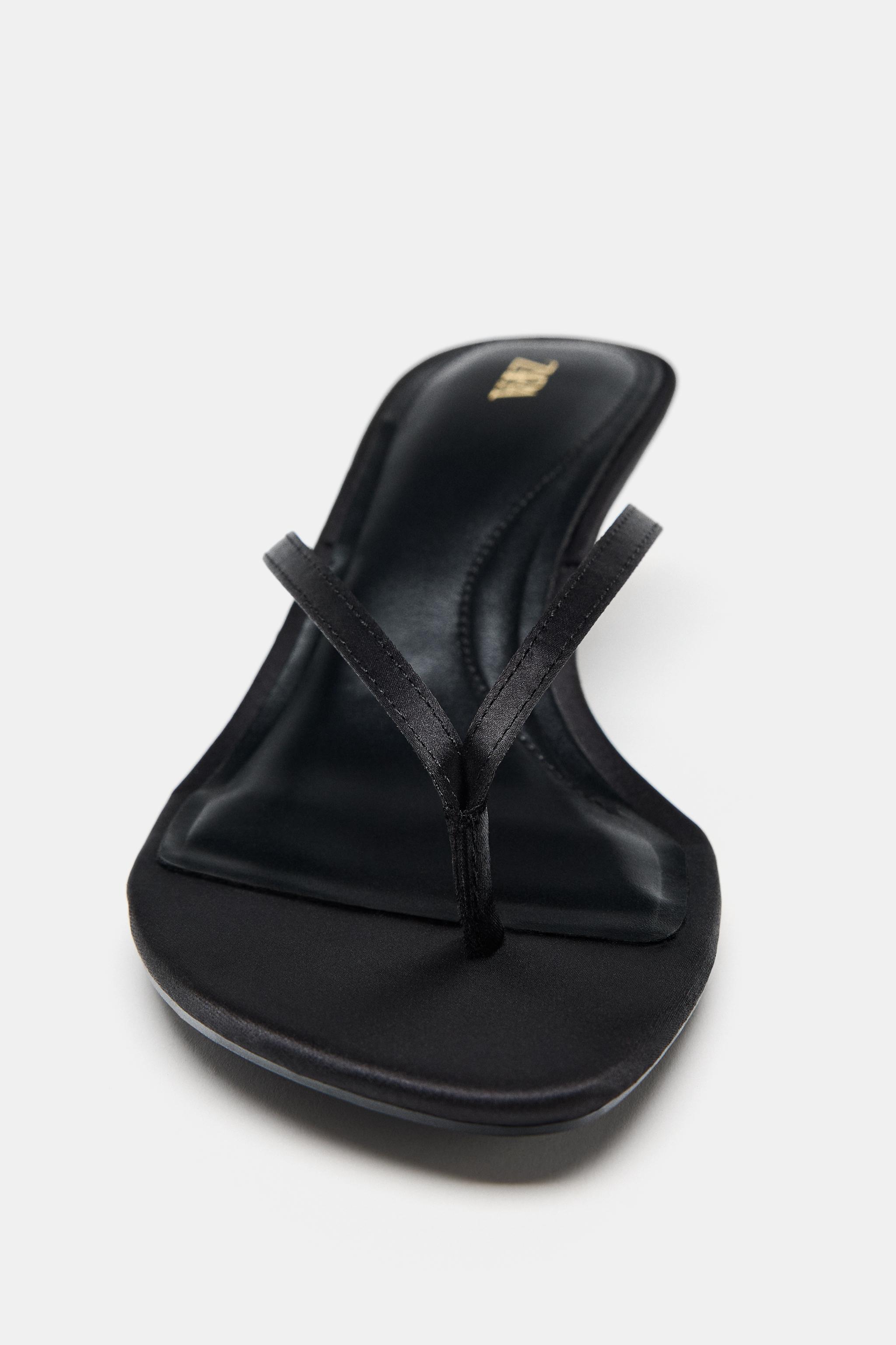Женские сандалии Zara SATIN KITTEN HEEL SANDALS — фото 5