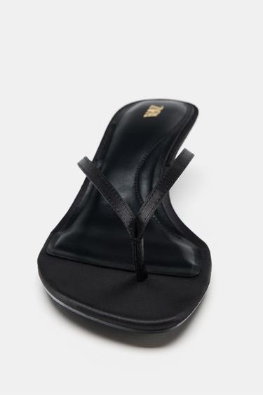 SATIN KITTEN HEEL SANDALS - Black by Zara - Image 4