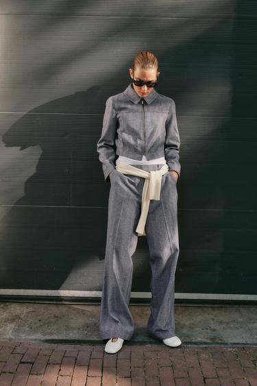 STITCHED DETAIL TROUSERS WITH BELT LOOPS - Blue de Zara - Image 1