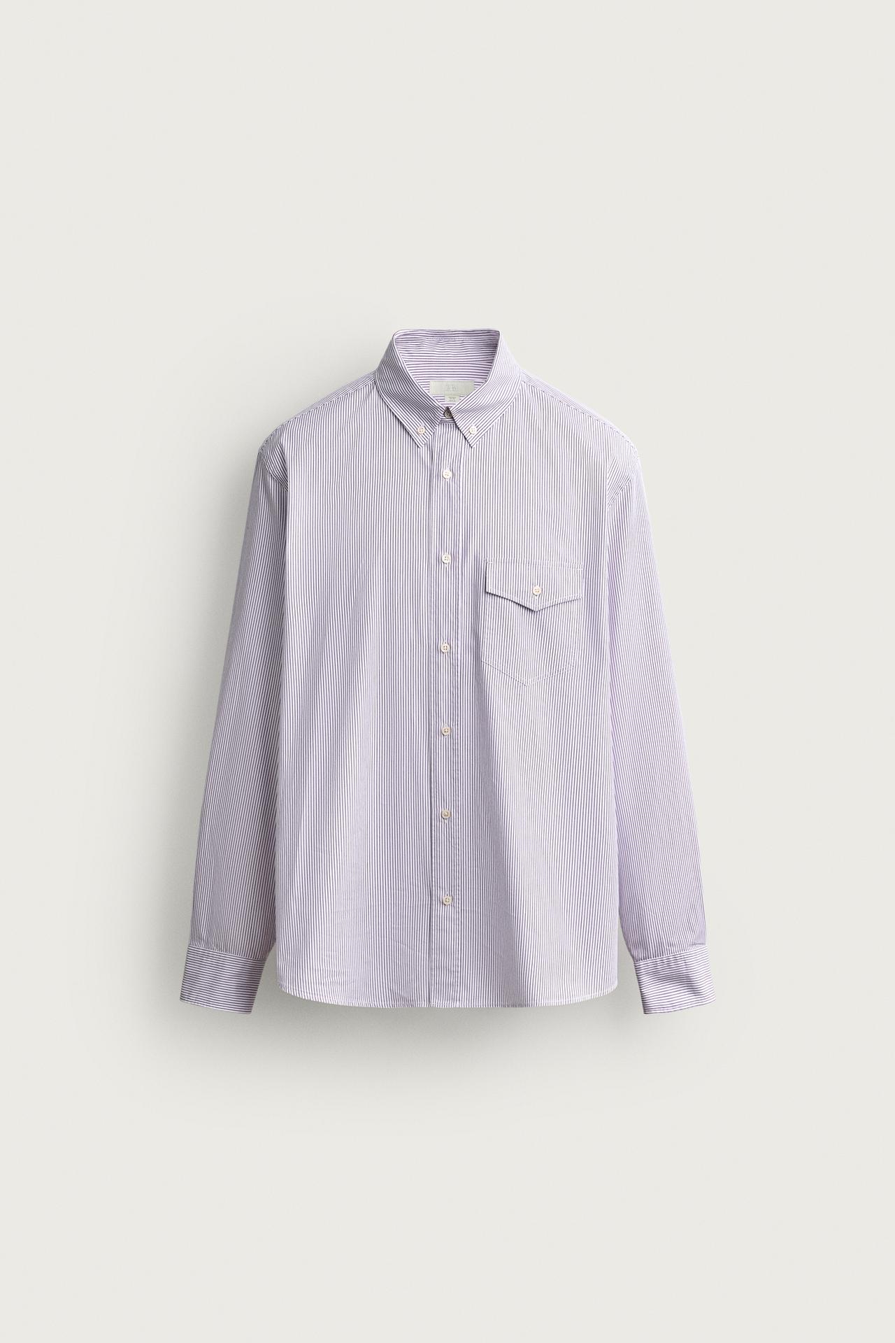 STRIPED REGULAR-FIT SHIRT — Lilac / White