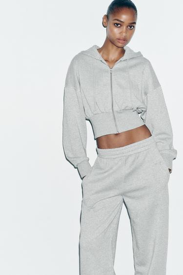 METALLIC THREAD CROP HOODIE - Grey marl by Zara - Image 2