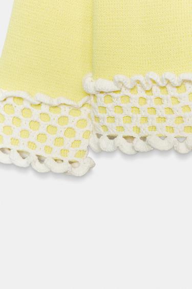 CONTRAST CROCHET KNIT JACKET - Yellow by Zara - Image 7