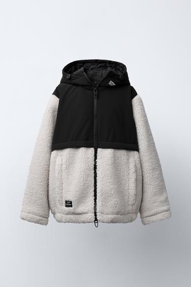 Zara 人造剪羊毛和尼龍外套 - 磨白色