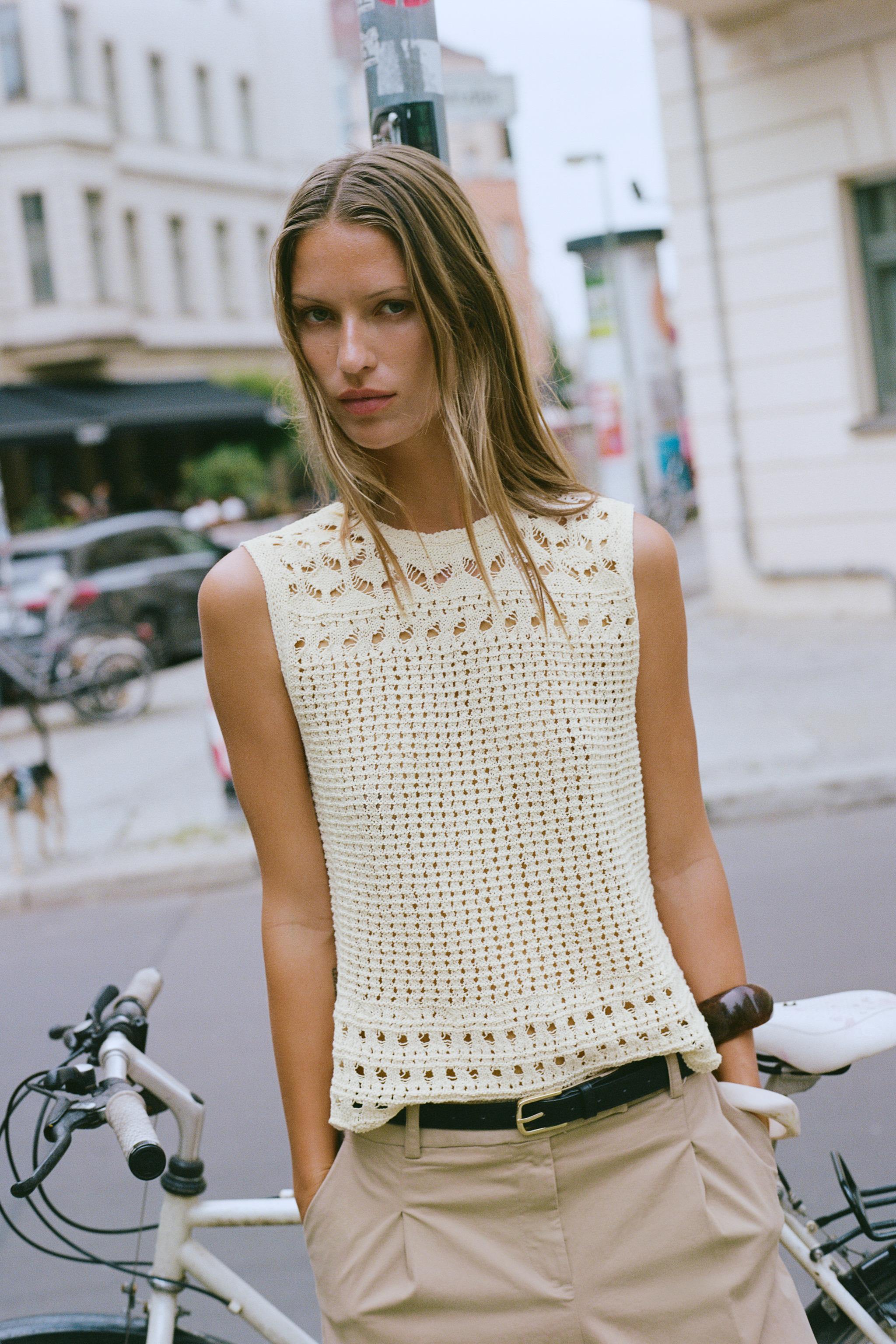 Zara POINTELLE TRİKO TOP görsel 3