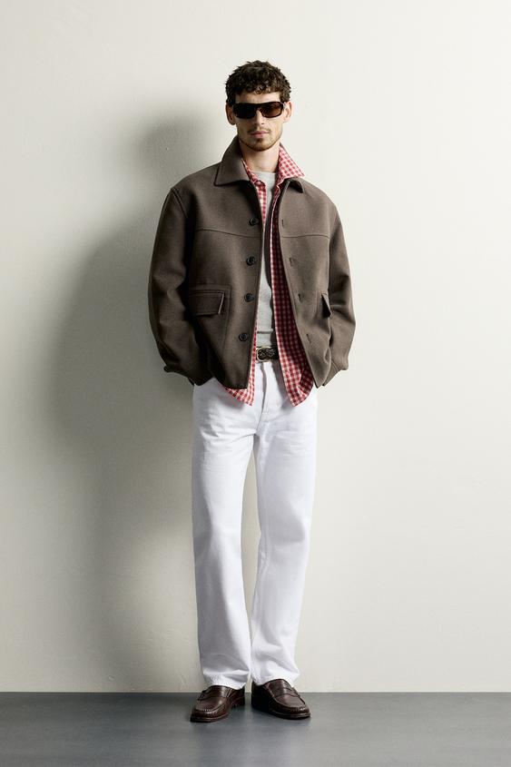 MANTEAU REGULAR FIT EN DRAP DE LAINE - Marron de Zara - Image 0