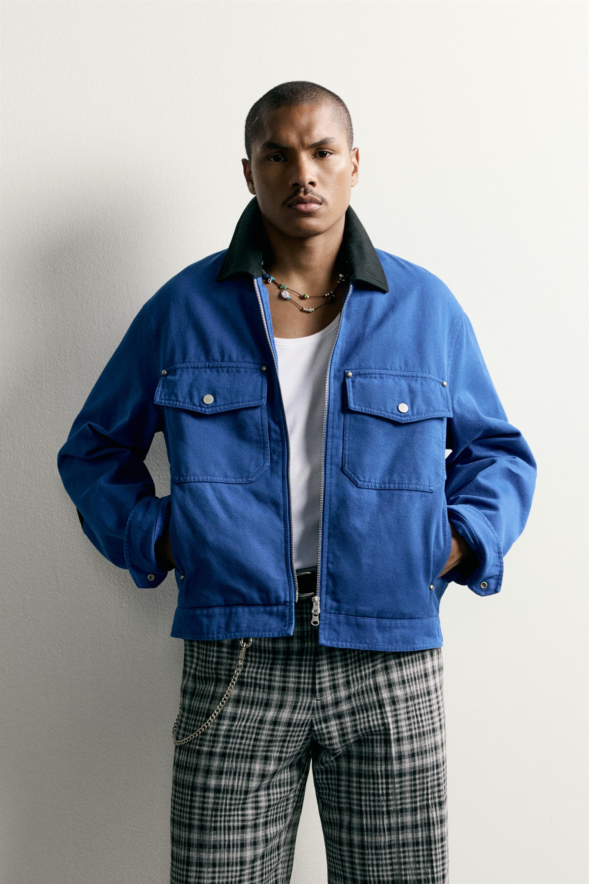 CROPPED FIT JACKET WITH CONTRASTING COLLAR