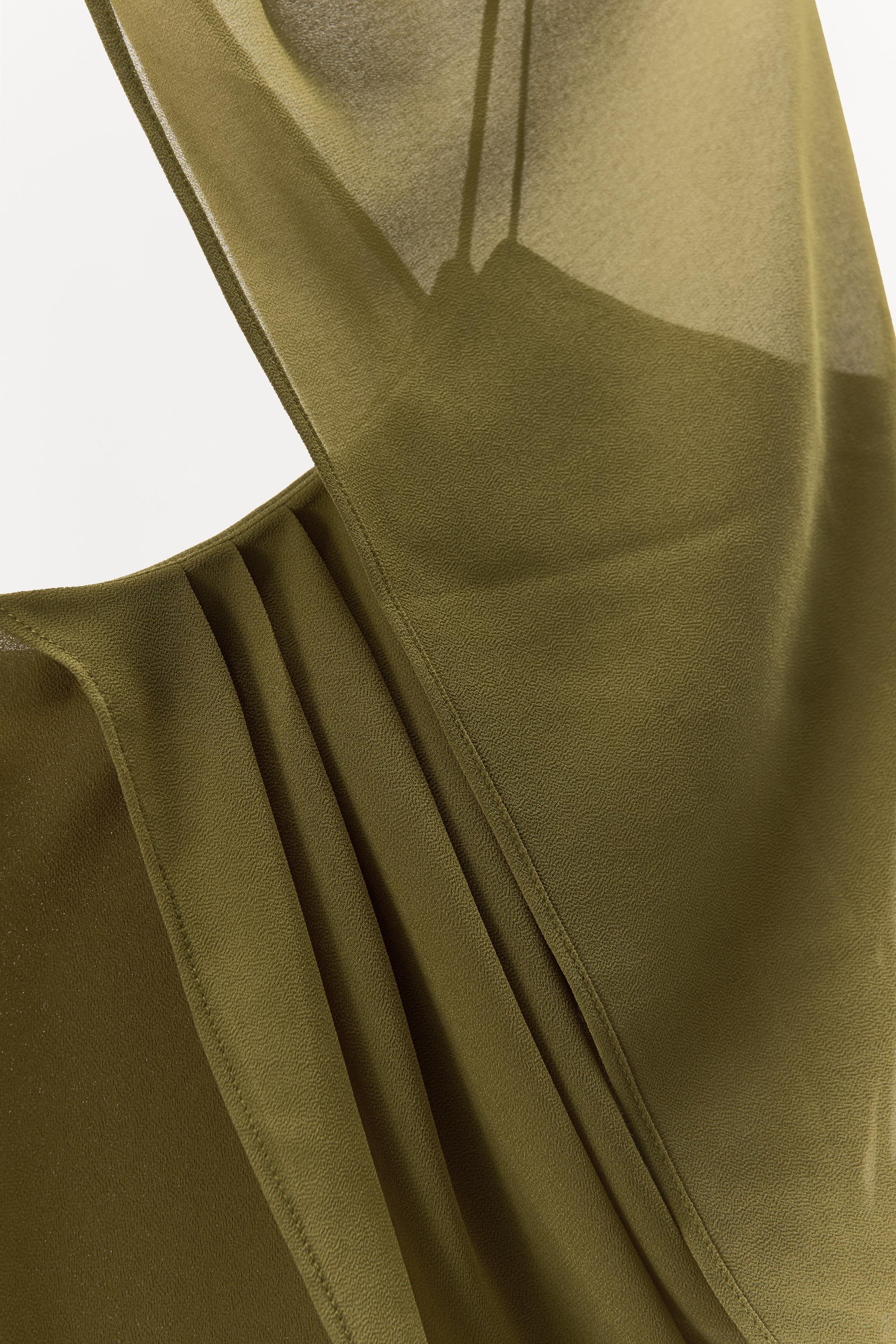 スペイン発送 ZARA ジョーゼットケープドレス 上品カジュアル GEORGETTE CAPE DRESS - Olive green | ZARA United States