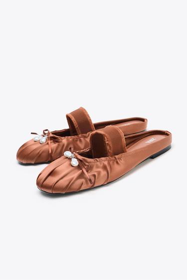 SATIN-EFFECT SLINGBACK SHOES - Russet Brown by Zara - Image 4