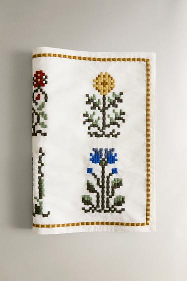FLORAL EMBROIDERY PLACEMAT - White by Zara - Image 1