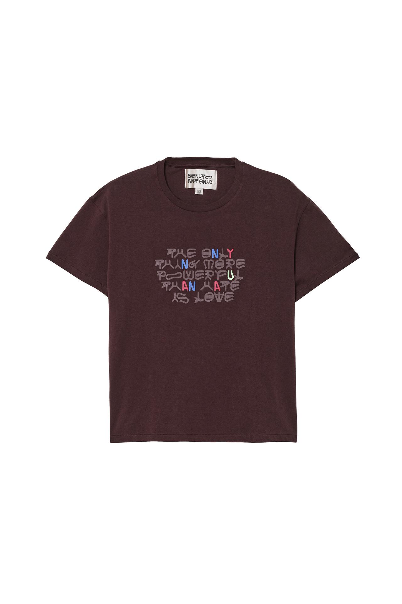 "AMOR" TEXT CROPPED T-SHIRT — Brown