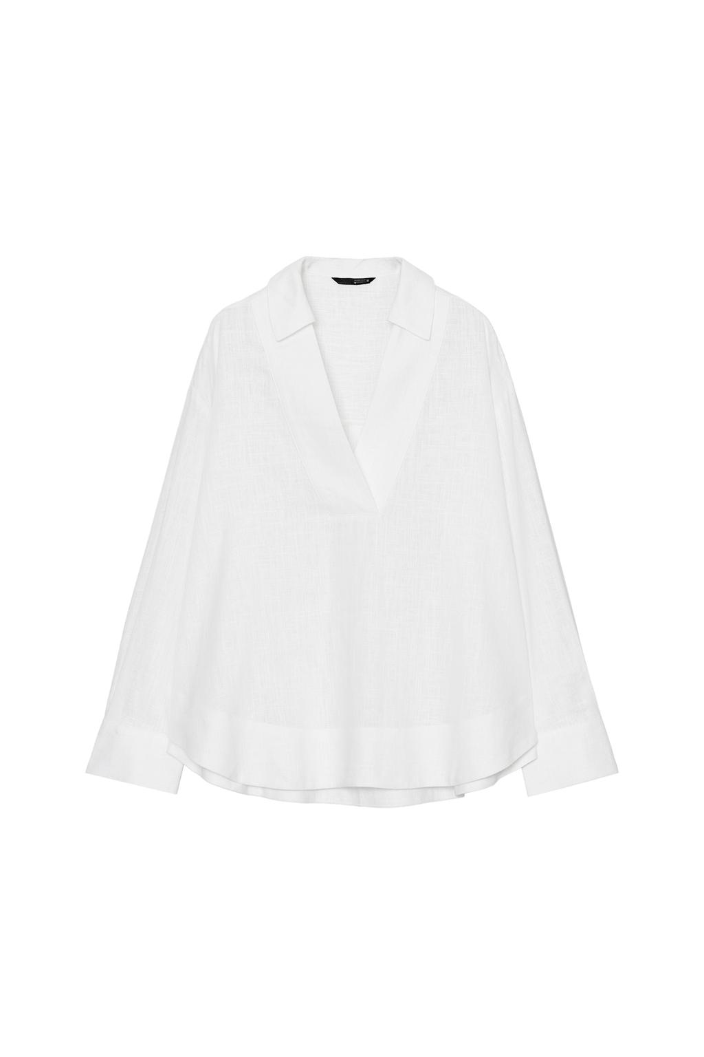 LINEN BLEND POLO COLLAR BLOUSE - image 3