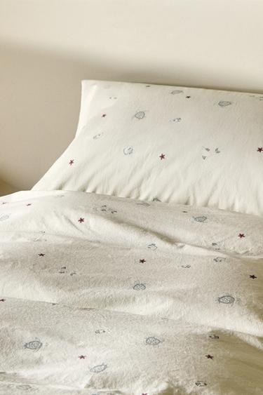 CHILDREN’S SEA PRINT DUVET COVER - Light lime green by Zara - Image 5