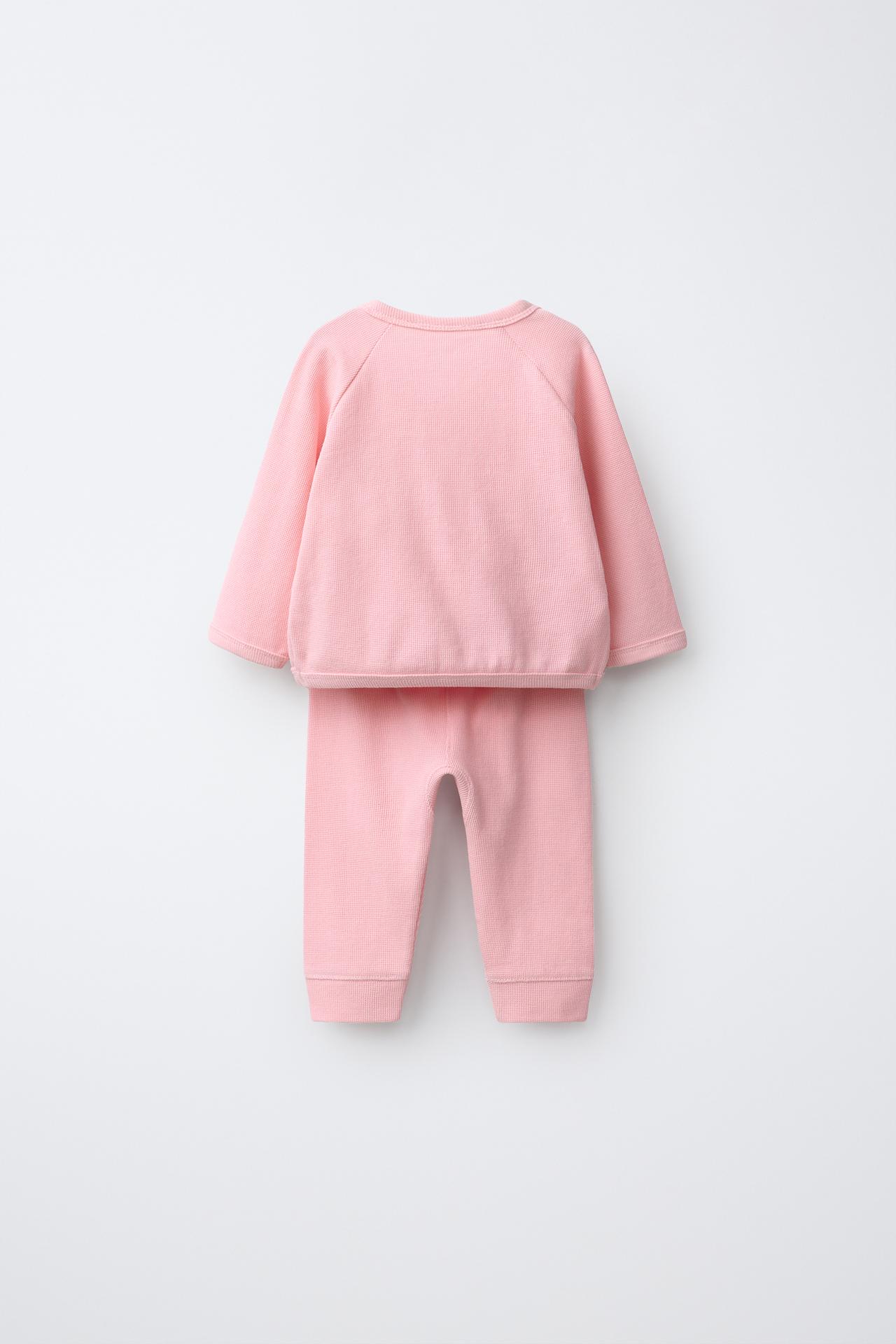 EMBOSSED WRAP TOP AND LEGGING SET — Pink