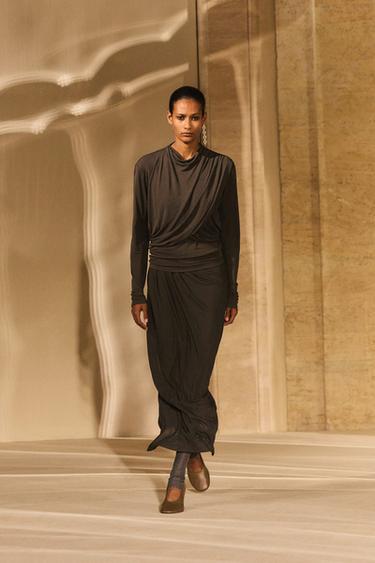 Draped midi skirt - LIMITED EDITION — Dark brown 1