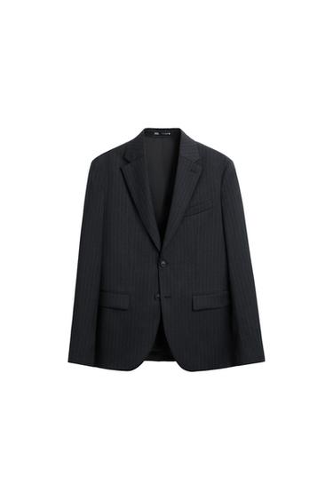 100% WOOL PINSTRIPE SUIT BLAZER