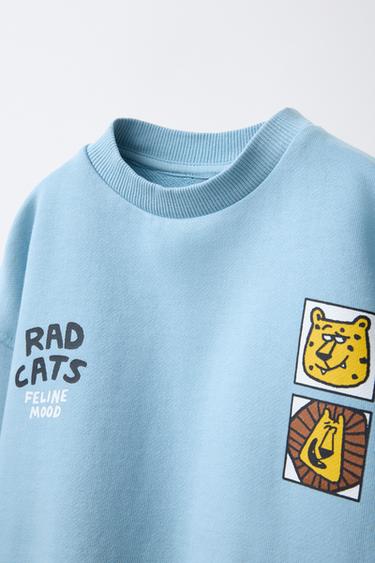 ANIMAL PRINT SWEATSHIRT - Light blue by Zara - Image 2