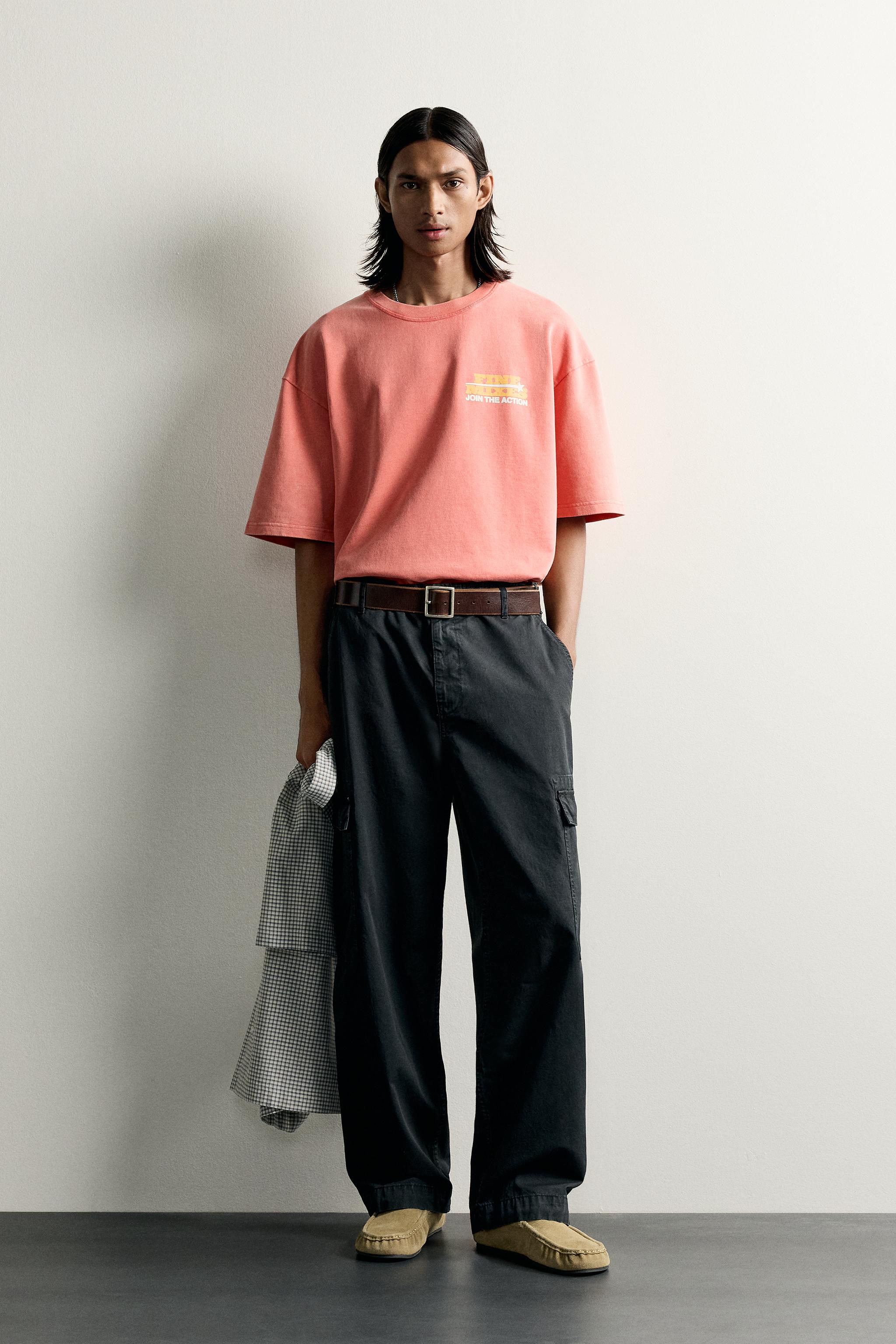 Мужские худи Zara WASHED PRINTED TEXT SWEATSHIRT