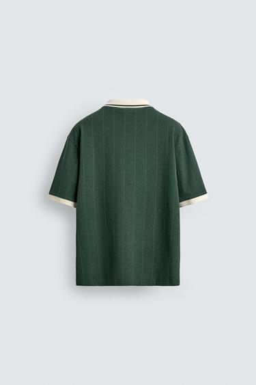 POLO JACQUARD VERTICAL BRODÉ - Vert de Zara - Image 7