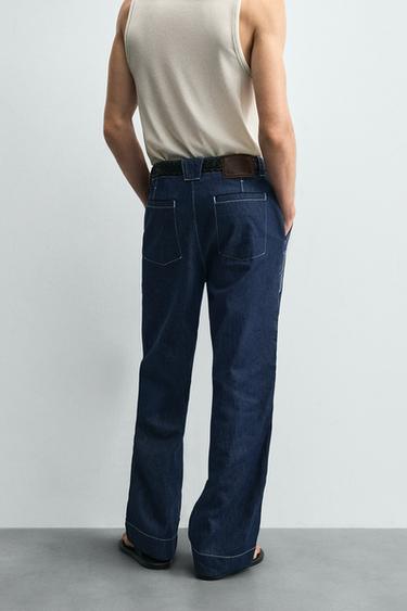 EMBROIDERED STRIPE JEANS - Indigo by Zara - Image 2