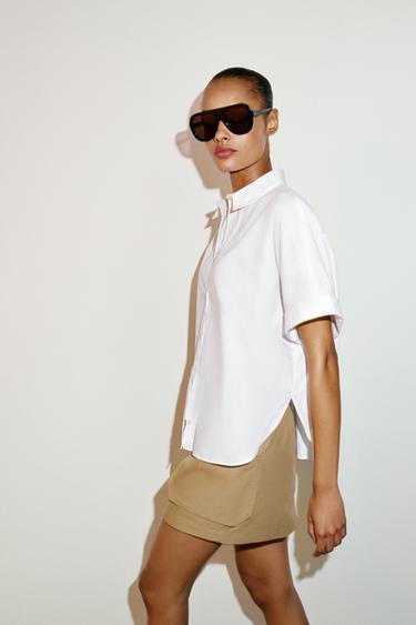 CHEMISE POPELINE MANCHES COURTES - Blanc de Zara - Image 3