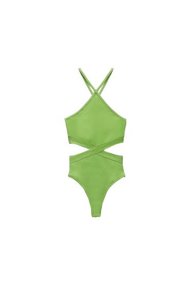 RIBBED CUT-OUT BODYSUIT