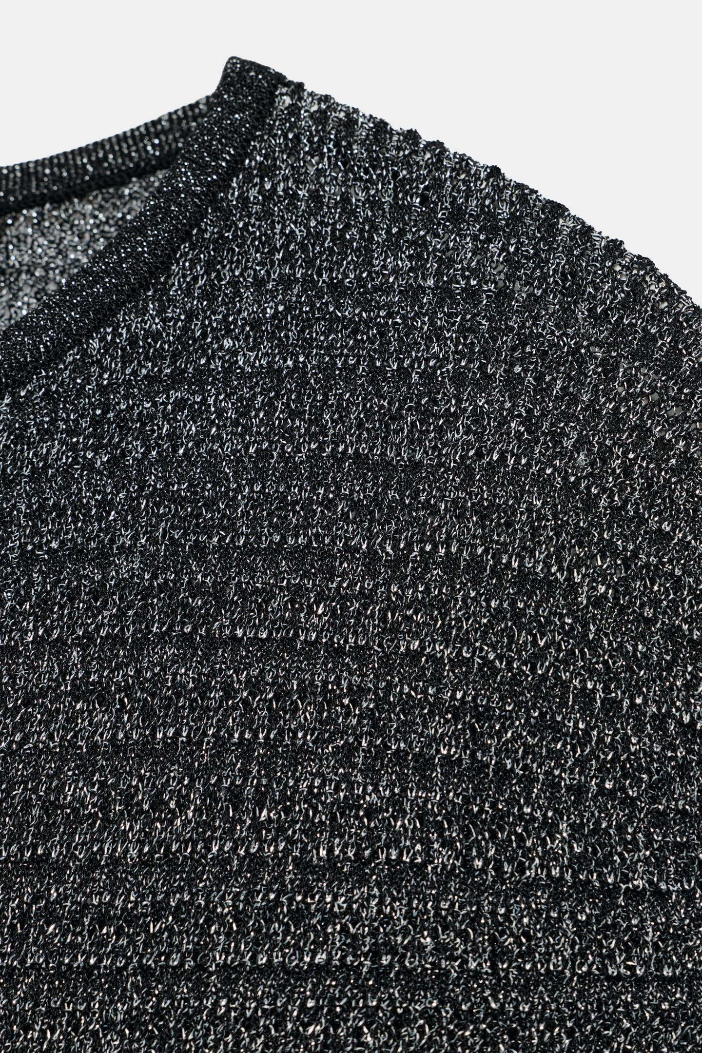 Женский топ Zara Asymmetric Knit, цвет: Матовый серебряный — фото 8