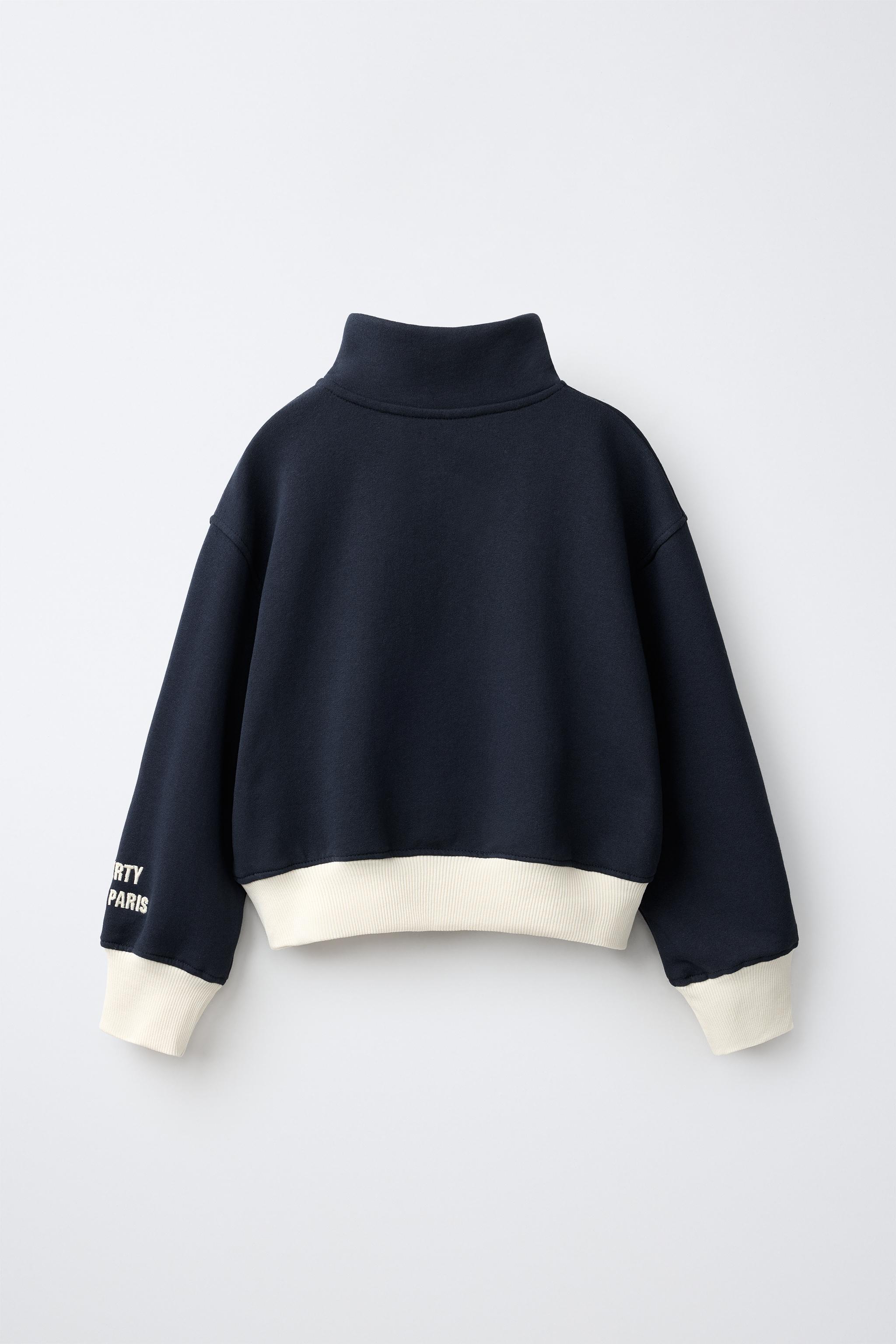 paragraph スウェット EMBOSSED TEXT SWEATSHIRT - Navy blue | ZARA United States