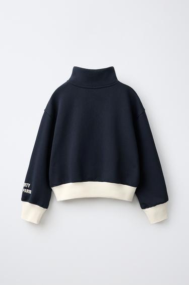 EMBOSSED TEXT SWEATSHIRT — Navy blue 2