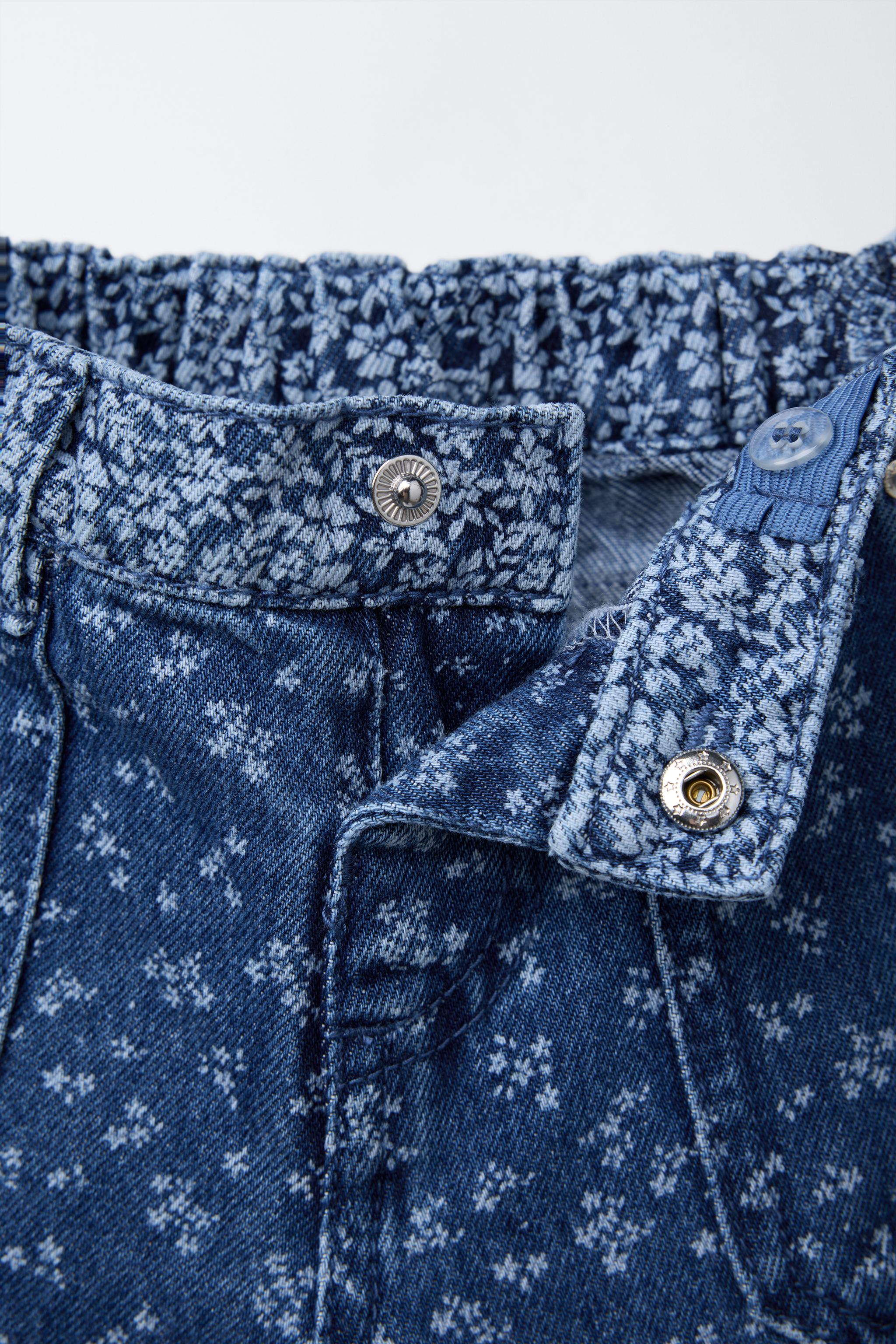FLORAL CULOTTE JEANS - Mid-blue | ZARA United States