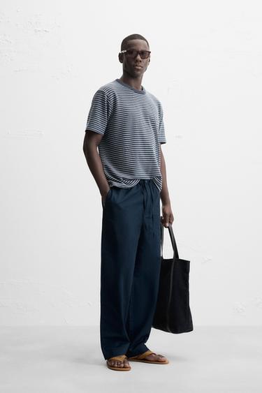 RELAXED FIT STRAIGHT-LEG TROUSERS - Navy blue by Zara - Image 3